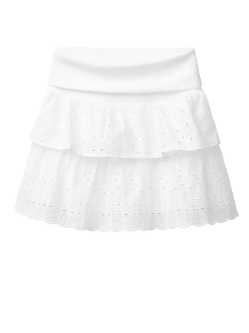 Zara White Eyelet Ruffle Skirt